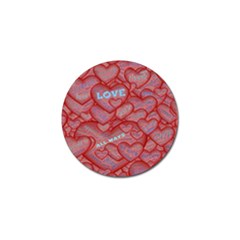 Love Hearts Valentine Red Symbol Golf Ball Marker (10 Pack) by Pakrebo