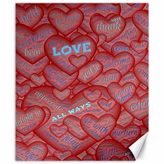 Love Hearts Valentine Red Symbol Canvas 8  X 10  by Pakrebo