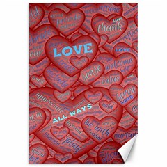 Love Hearts Valentine Red Symbol Canvas 20  X 30  by Pakrebo