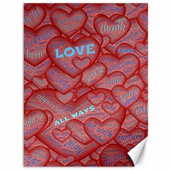 Love Hearts Valentine Red Symbol Canvas 36  X 48  by Pakrebo