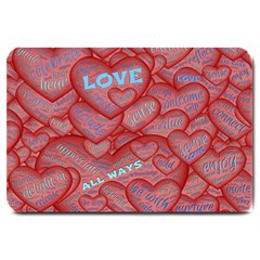 Love Hearts Valentine Red Symbol Large Doormat  by Pakrebo