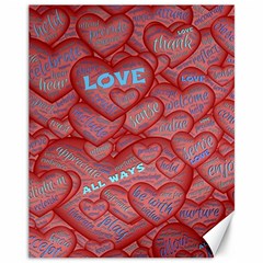 Love Hearts Valentine Red Symbol Canvas 11  X 14  by Pakrebo