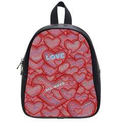 Love Hearts Valentine Red Symbol School Bag (small) by Pakrebo