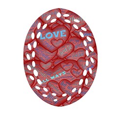 Love Hearts Valentine Red Symbol Ornament (oval Filigree) by Pakrebo