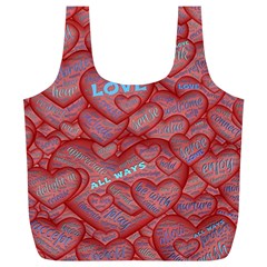 Love Hearts Valentine Red Symbol Full Print Recycle Bag (xl) by Pakrebo