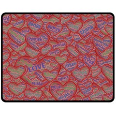 Love Hearts Valentines Connection Double Sided Fleece Blanket (medium)  by Pakrebo