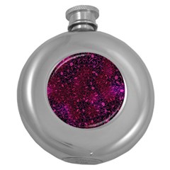 Retro Flower Pattern Design Batik Round Hip Flask (5 Oz) by Pakrebo