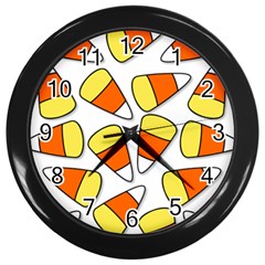 Candy Corn Halloween Candy Candies Wall Clock (black) by Pakrebo