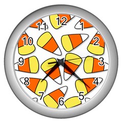 Candy Corn Halloween Candy Candies Wall Clock (silver) by Pakrebo