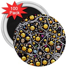 Mental Emojis Emoticons Icons 3  Magnets (100 Pack) by Pakrebo