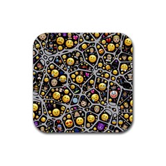 Mental Emojis Emoticons Icons Rubber Coaster (square)  by Pakrebo