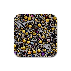 Mental Emojis Emoticons Icons Rubber Square Coaster (4 Pack)  by Pakrebo