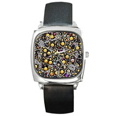 Mental Emojis Emoticons Icons Square Metal Watch by Pakrebo