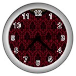 Scrapbook Background Curtain Swag Wall Clock (Silver) Front