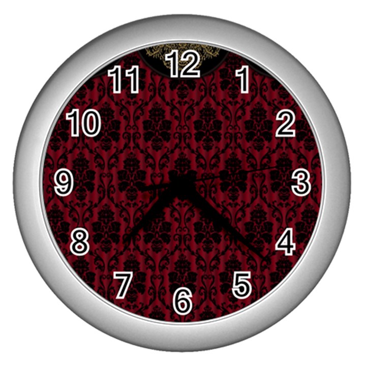 Scrapbook Background Curtain Swag Wall Clock (Silver)