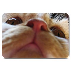 Funny Cute Cat Macro Eyes Large Doormat  by LoolyElzayat