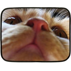 Funny Cute Cat Macro Eyes Fleece Blanket (mini) by LoolyElzayat