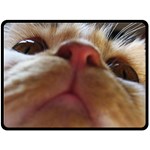 Funny Cute Cat Macro Eyes Fleece Blanket (Large)  80 x60  Blanket Front