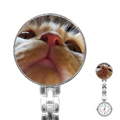 Funny Cute Cat Macro Eyes Stainless Steel Nurses Watch by LoolyElzayat