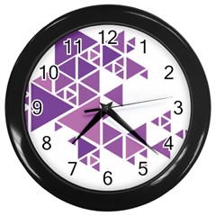 Art Purple Triangle Wall Clock (black) by Mariart