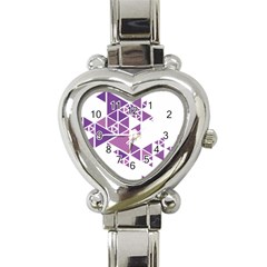 Art Purple Triangle Heart Italian Charm Watch