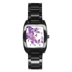 Art Purple Triangle Stainless Steel Barrel Watch by Mariart