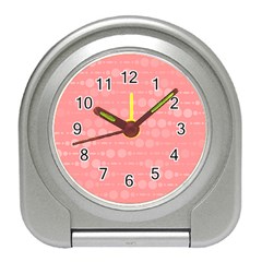 Background Polka Dots Pink Travel Alarm Clock by Mariart