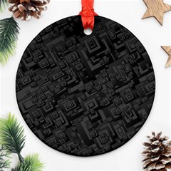 Black Rectangle Wallpaper Grey Ornament (round)