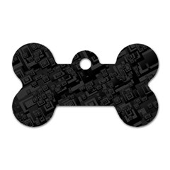 Black Rectangle Wallpaper Grey Dog Tag Bone (two Sides) by Mariart