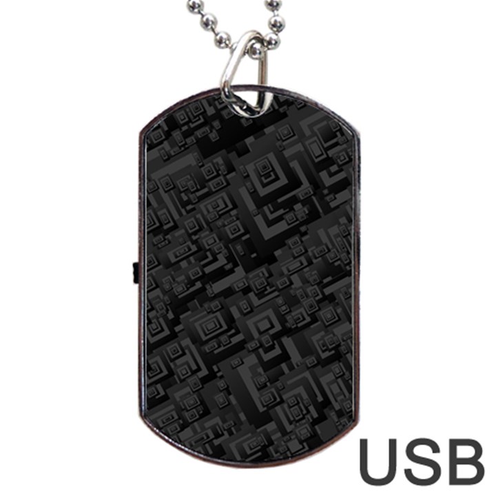 Black Rectangle Wallpaper Grey Dog Tag USB Flash (One Side)