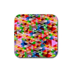 Background Triangle Rainbow Rubber Coaster (square)  by Mariart