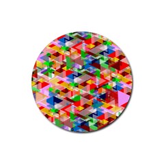 Background Triangle Rainbow Rubber Round Coaster (4 Pack) 