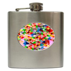 Background Triangle Rainbow Hip Flask (6 Oz) by Mariart