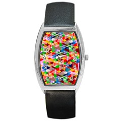 Background Triangle Rainbow Barrel Style Metal Watch by Mariart