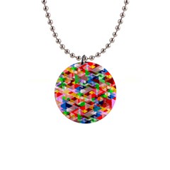 Background Triangle Rainbow 1  Button Necklace