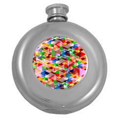 Background Triangle Rainbow Round Hip Flask (5 Oz) by Mariart