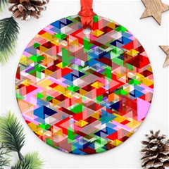 Background Triangle Rainbow Round Ornament (two Sides) by Mariart