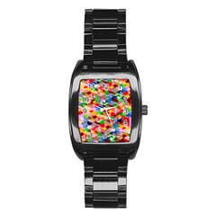 Background Triangle Rainbow Stainless Steel Barrel Watch by Mariart