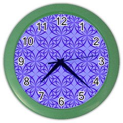 Blue Curved Line Color Wall Clock by Mariart