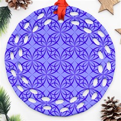 Blue Curved Line Ornament (round Filigree) by Mariart