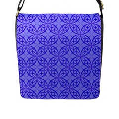 Blue Curved Line Flap Closure Messenger Bag (l) by Mariart