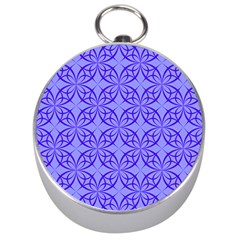 Blue Curved Line Silver Compasses by Mariart