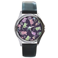 Animals Mouse Round Metal Watch by Mariart