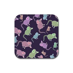 Animals Mouse Rubber Coaster (square)  by Mariart