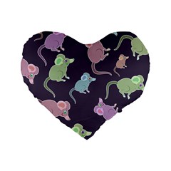 Animals Mouse Standard 16  Premium Heart Shape Cushions by Mariart