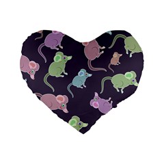 Animals Mouse Standard 16  Premium Flano Heart Shape Cushions by Mariart