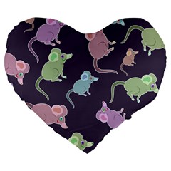 Animals Mouse Large 19  Premium Flano Heart Shape Cushions by Mariart