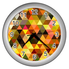 Abstract Geometric Triangles Shapes Wall Clock (silver)