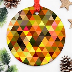 Abstract Geometric Triangles Shapes Round Ornament (two Sides) by Mariart