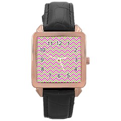 Abstract Chevron Rose Gold Leather Watch  by Mariart